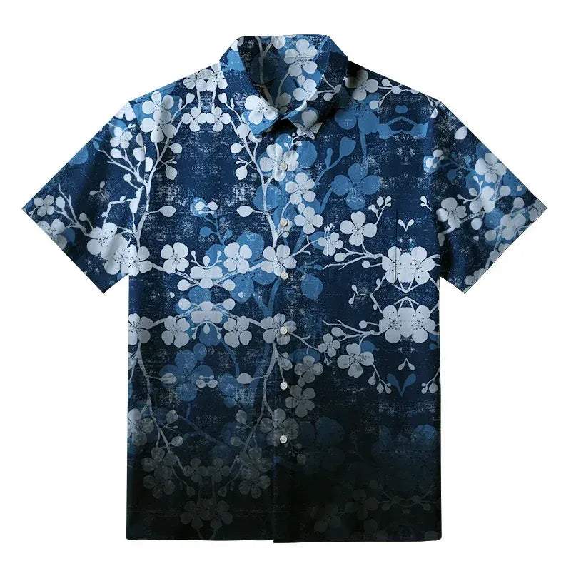 japanese midnight blossom button up shirt