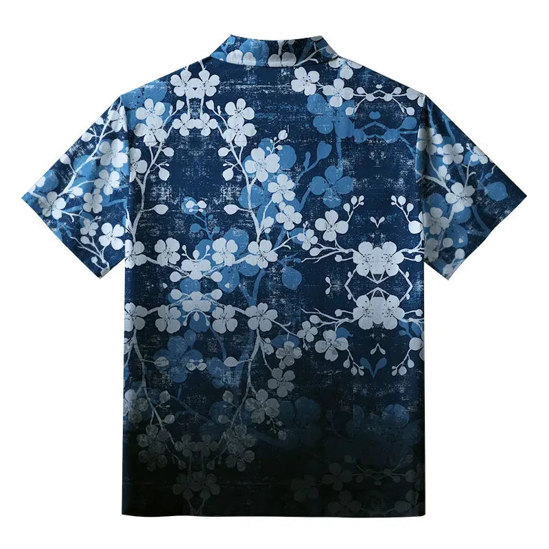 japanese midnight blossom button up shirt