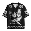 Retro Cat Smoking Mesh Jersey for Daily Wear