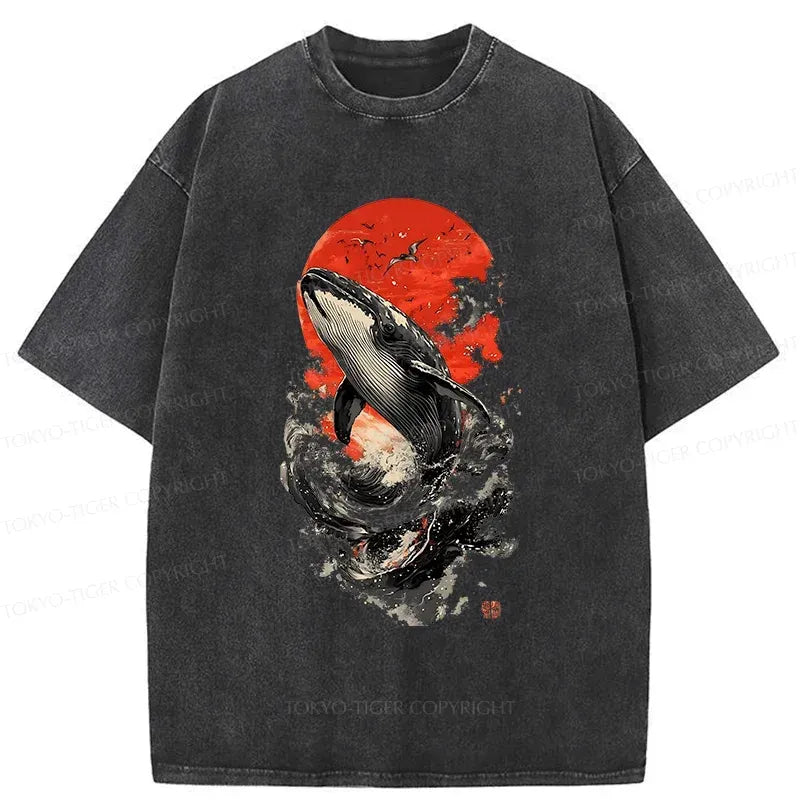 Trendy Ukiyo-e Whale T-Shirt for Streetwear Gift