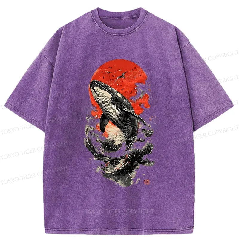 Trendy Ukiyo-e Whale T-Shirt for Streetwear Gift