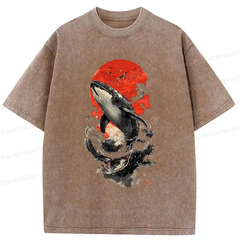 Trendy Ukiyo-e Whale T-Shirt for Streetwear Gift