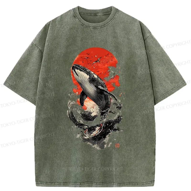 Trendy Ukiyo-e Whale T-Shirt for Streetwear Gift
