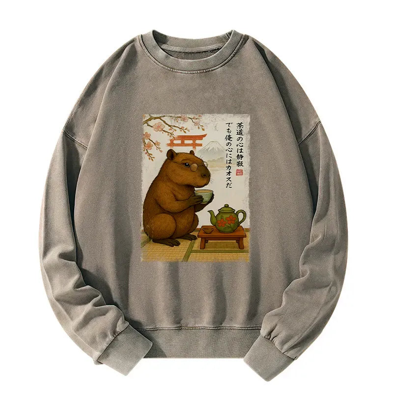 Kyoto Lion Capybara Tea Time Sweatshirt