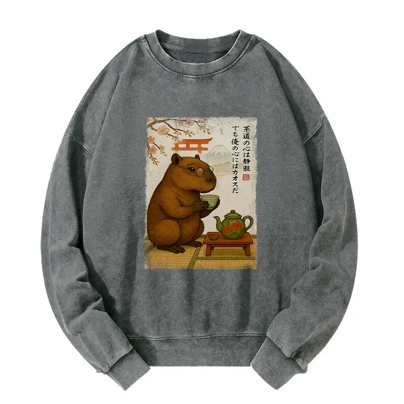 Kyoto Lion Capybara Tea Time Sweatshirt