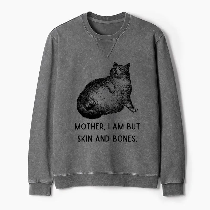 Japanese Cat Washed Sweatshirt for Streetwear