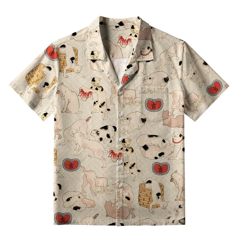 Kyoto-Lion Cats Frolic Aloha Hawaiian Shirt