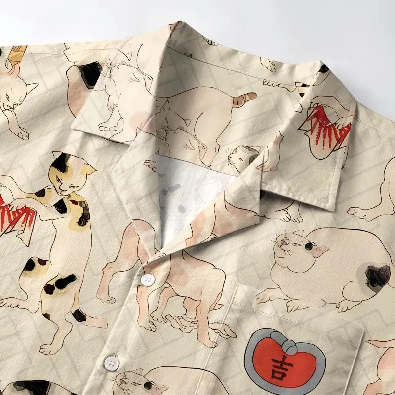 Unisex Cotton Shirt Inspired by Japanese Art