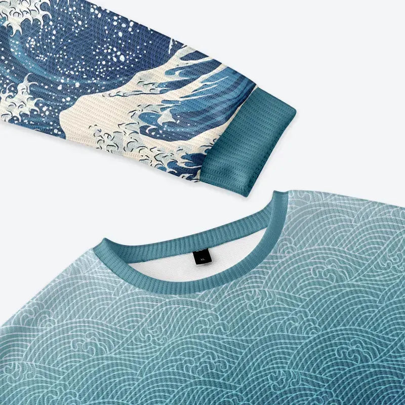 Mount Fuji wave sweatshirt for men