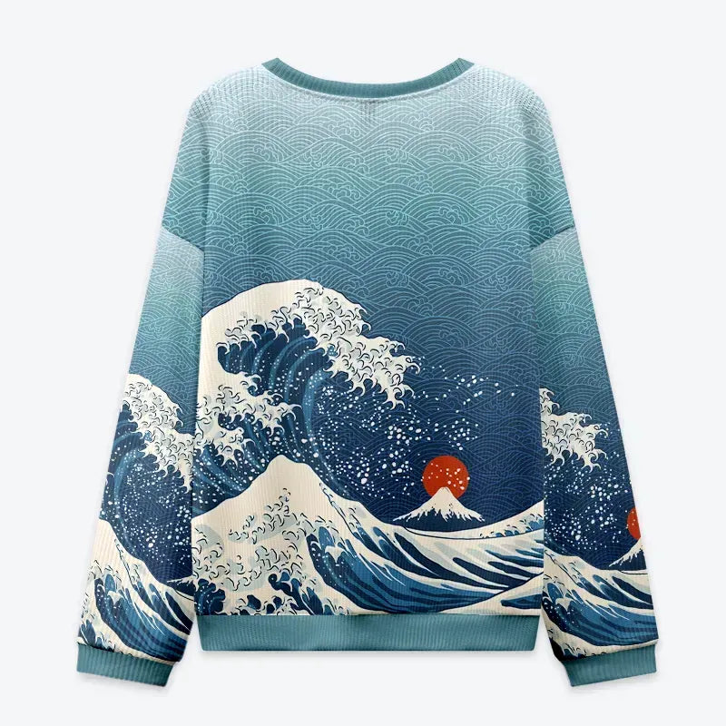 Mount Fuji wave sweatshirt for men