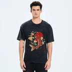 Japanese Koi Washed T-Shirt for Summer