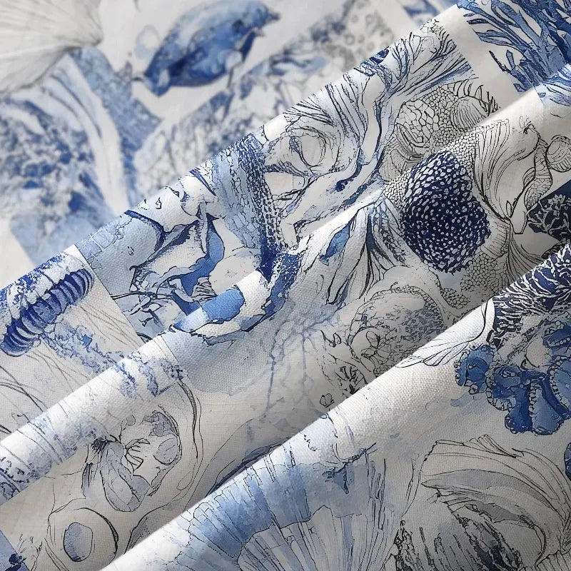 Japanese Woodblock Print Button-up Shirt for Summer