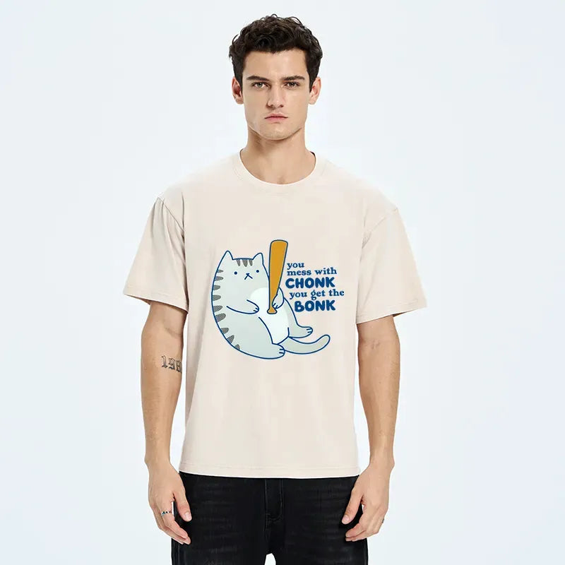 Japanese Washed Cat T-Shirt for Daily Wear