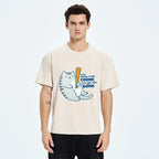 Japanese Washed Cat T-Shirt for Daily Wear
