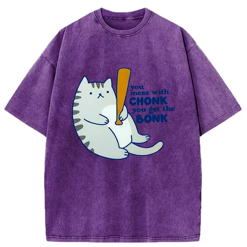 Japanese Washed Cat T-Shirt for Daily Wear