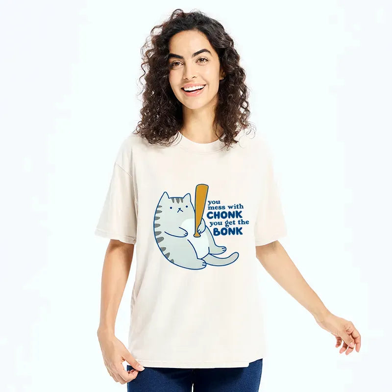 Japanese Washed Cat T-Shirt for Daily Wear
