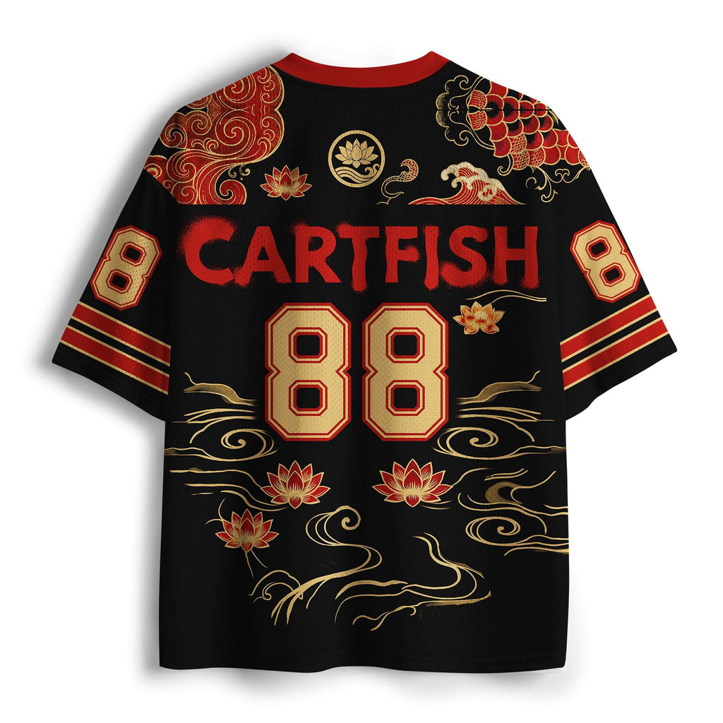 koi fish watercolor mesh jersey