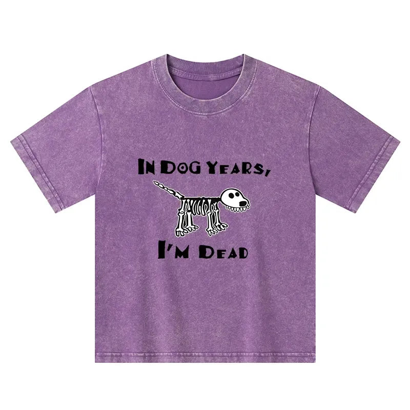 Kyoto-Lion Funny Meme Old Dog Dead In Dog Years Vibe Kids Washed T-Shirt