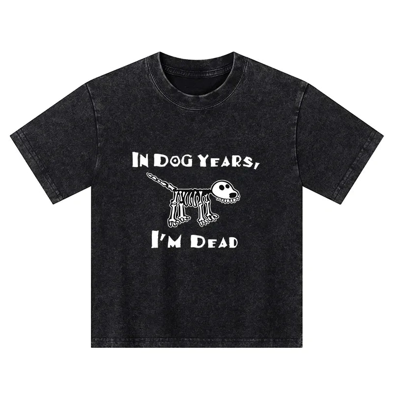 Kyoto-Lion Funny Meme Old Dog Dead In Dog Years Vibe Kids Washed T-Shirt