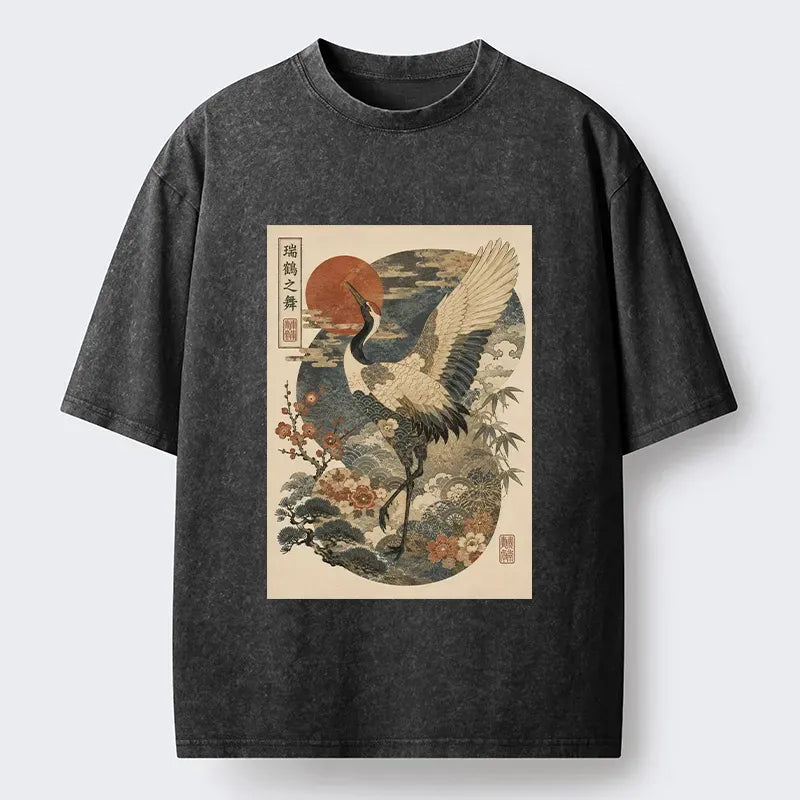 Plum Bamboo Retro Print Washed T-Shirt