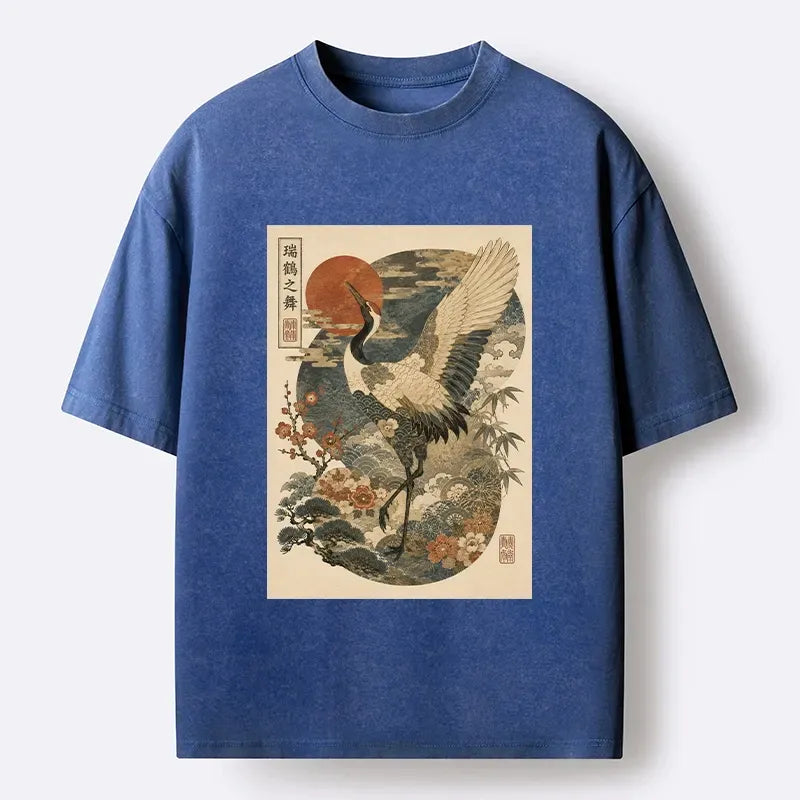 Plum Bamboo Retro Print Washed T-Shirt