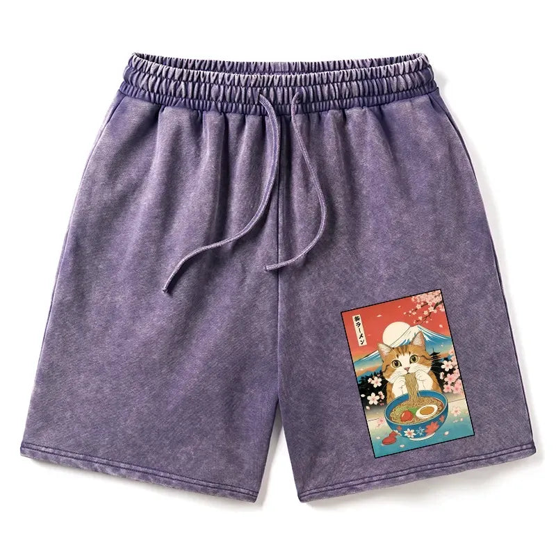 Japanese Culture Cat Ramen Unisex Shorts