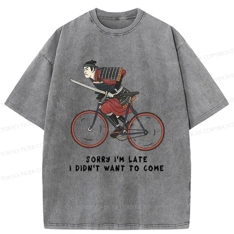 Samurai Riding Bicycle Vintage Tee