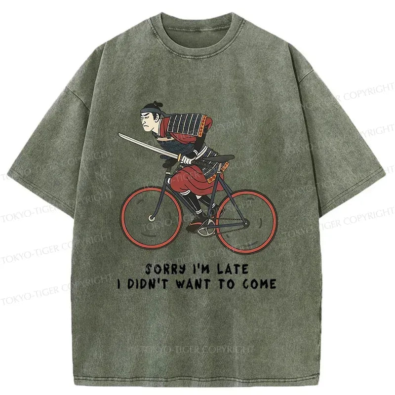Samurai Riding Bicycle Vintage Tee