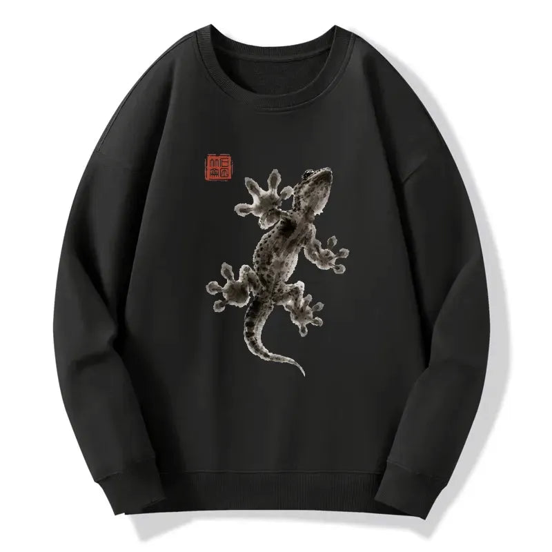Kyoto-Lion Minimal Asian Ink Brush Gecko Vibe Classic Sweatshirt