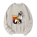 Washed Unisex Sweatshirt with Cat Art
