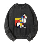 Japanese Geometric Cat Sweatshirt for Everyday