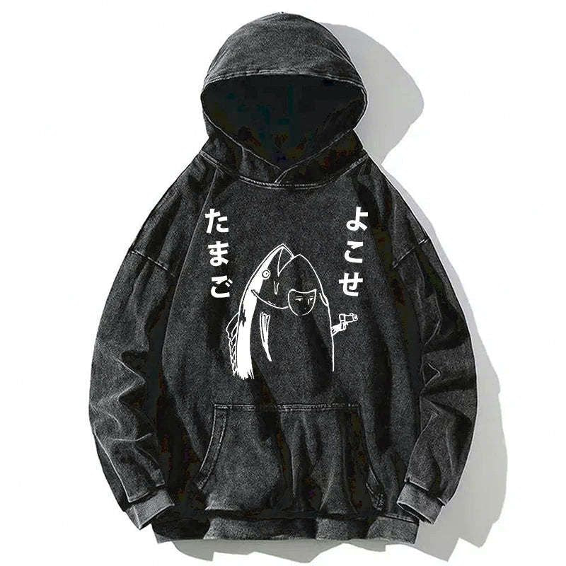 japanese fish washed hoodie for daily wear