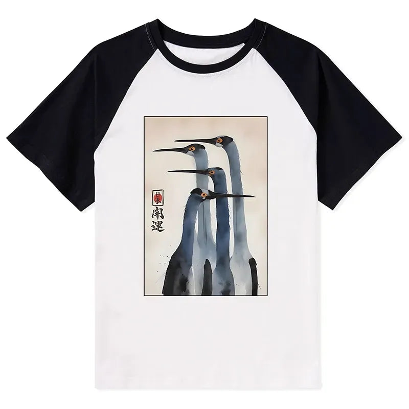 Sandhill Crane Ukiyo-e T-shirt Gift for Her