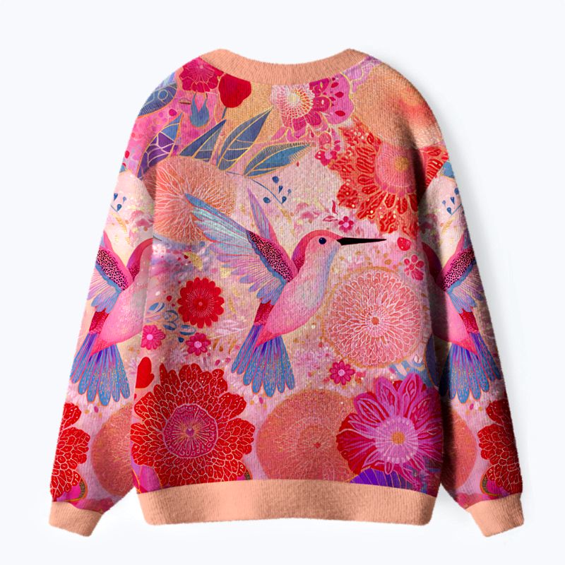 Kyoto-Lion Birdsong And Blossoms Ugly Cardigan Sweater