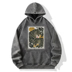 Unisex Washed Hoodie with Japanese Tiger Art