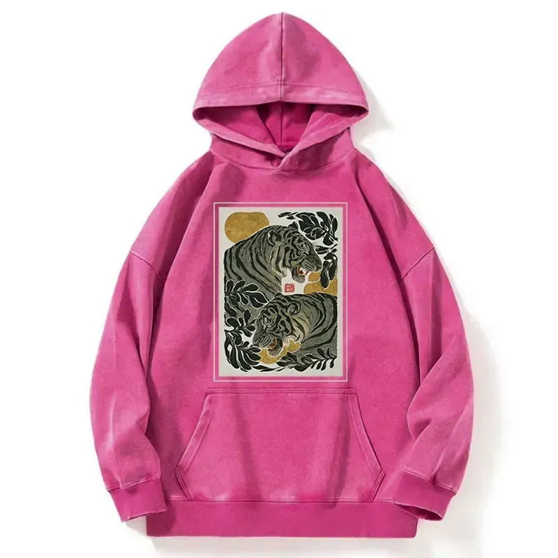 Vintage Tiger Print Hoodie for Streetwear