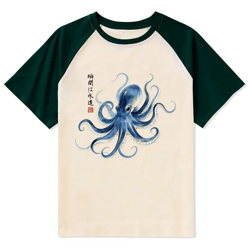 Blue Octopus Japanese Tee for Summer