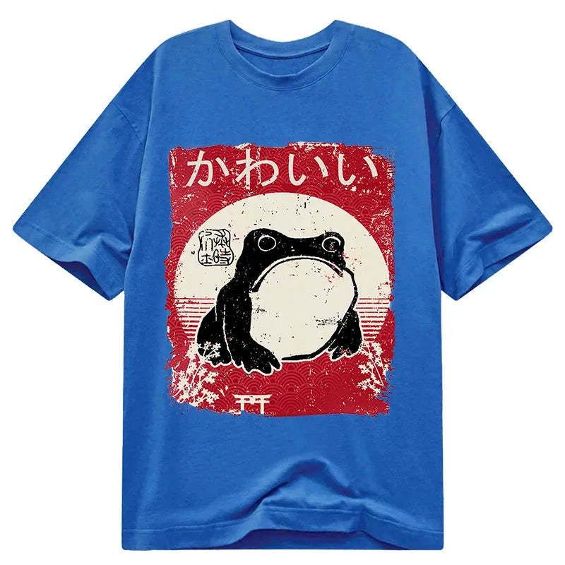 kyoto lion woodblock print grumpy frog t shirt