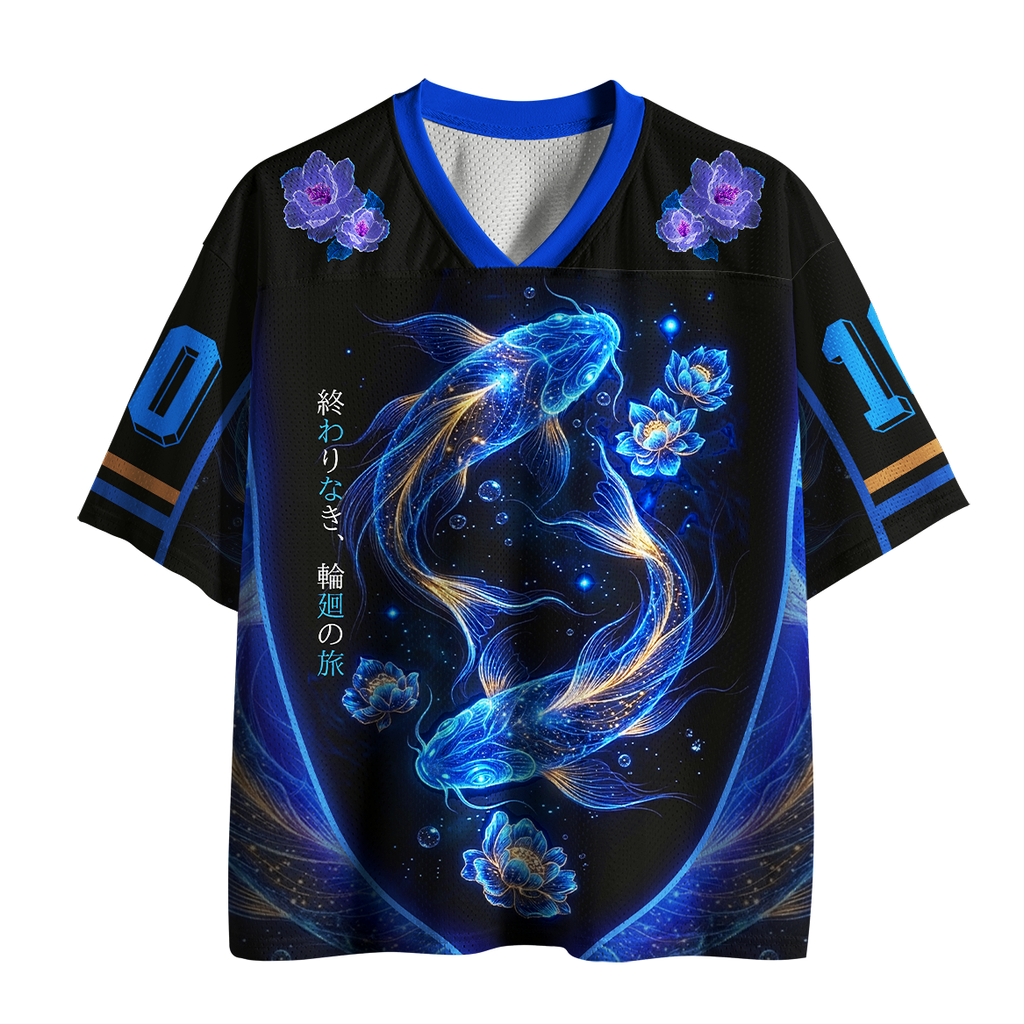 Trendy Japanese Koi Mesh Jersey Daily Wear
