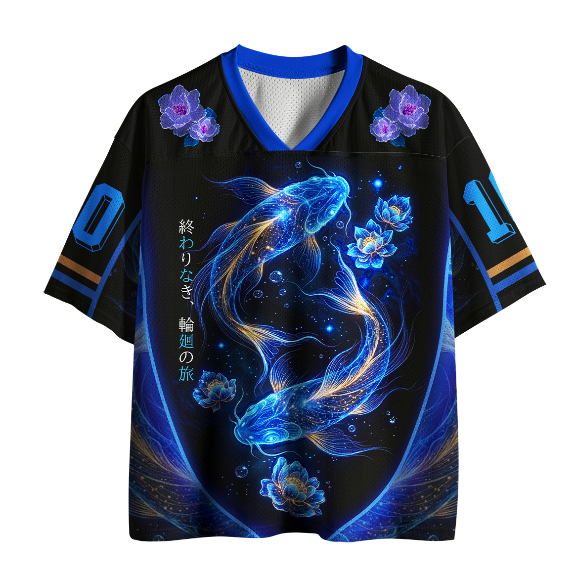 Trendy Japanese Koi Mesh Jersey Daily Wear