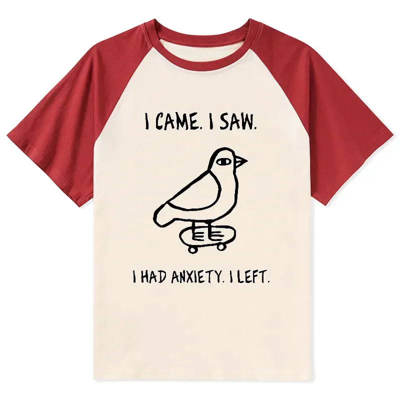 Trendy meme bird raglan t-shirt for summer