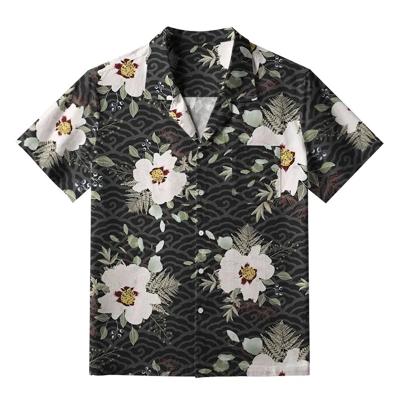 Kyoto-Lion Flowers Blooming On Ripples Aloha Hawaiian Shirt