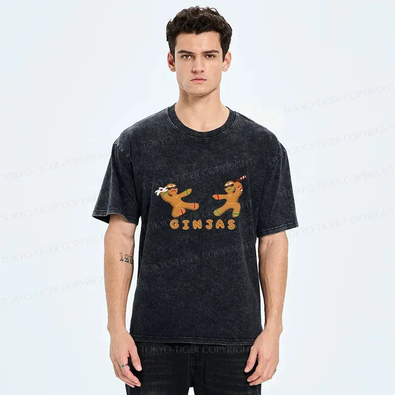 Kyoto-Lion Gingerbread Ninja Washed T-Shirt