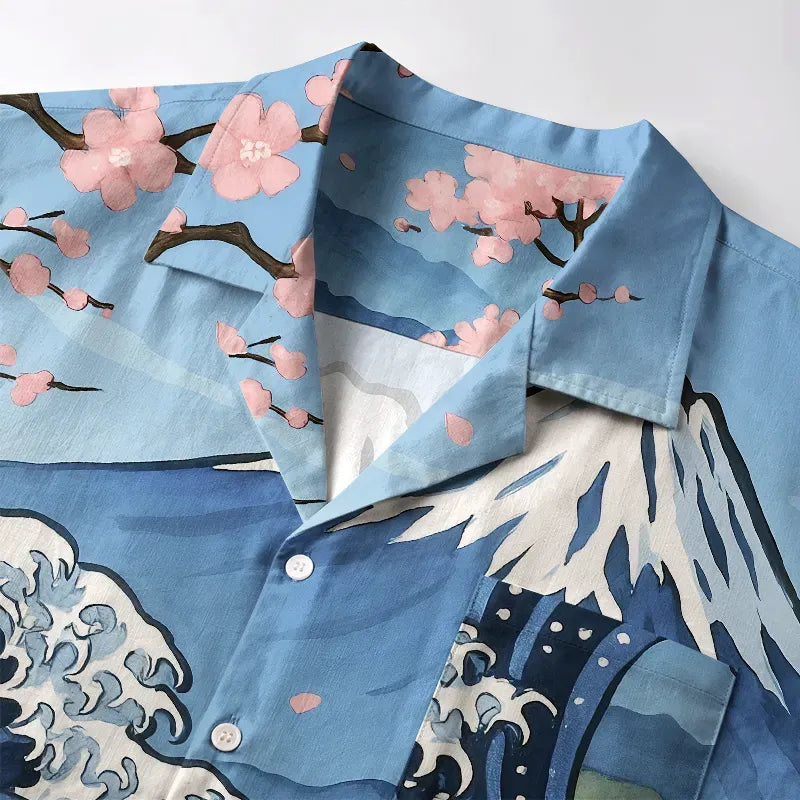 Japanese Mount Fuji Aloha Shirt for Summer