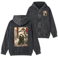Kyoto-Lion Samurai Frog Training Washed Zip Hoodie