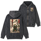 Kyoto-Lion Samurai Frog Training Washed Zip Hoodie