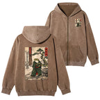 Kyoto-Lion Samurai Frog Training Washed Zip Hoodie