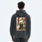 Kyoto-Lion Samurai Frog Training Washed Zip Hoodie