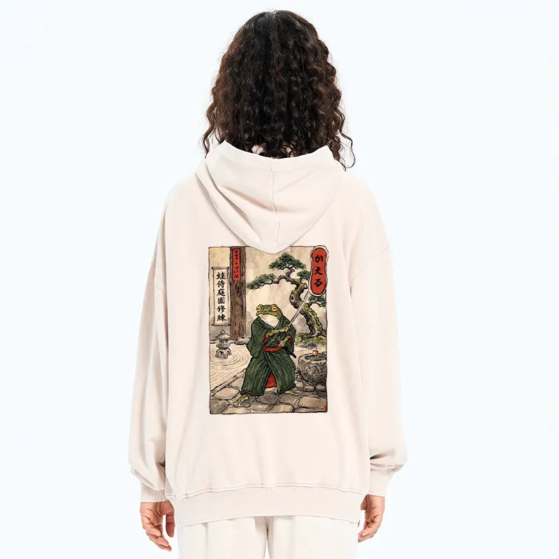 Kyoto-Lion Samurai Frog Training Washed Zip Hoodie