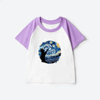 Kyoto-Lion Starry Night Black Cat Kids Raglan T-shirt